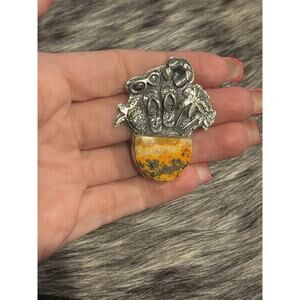 925 Southwest Sterling Silver Bumblebee Jasper Pendant Vacation Beach Sandals